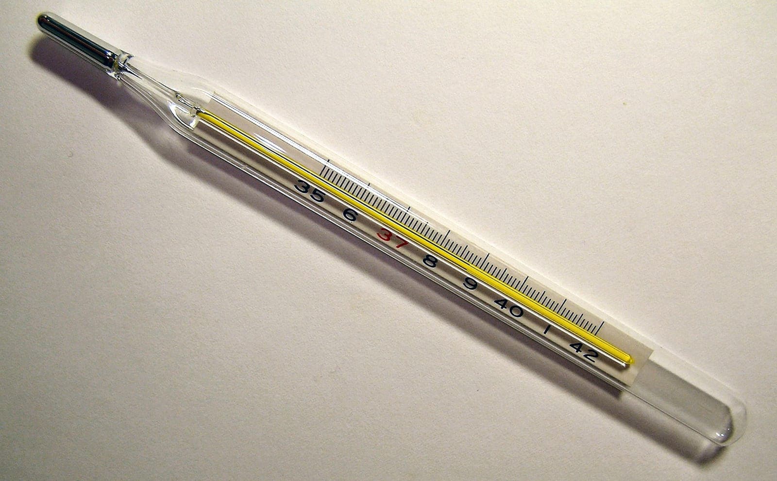 A clinical thermometer reading 38.7°C, indicating fever